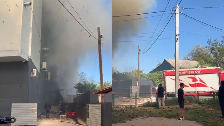 VIDEO/ Incendiu într-un local din Căușeni. Cinci echipe de salvatori au intervenit la fața locului