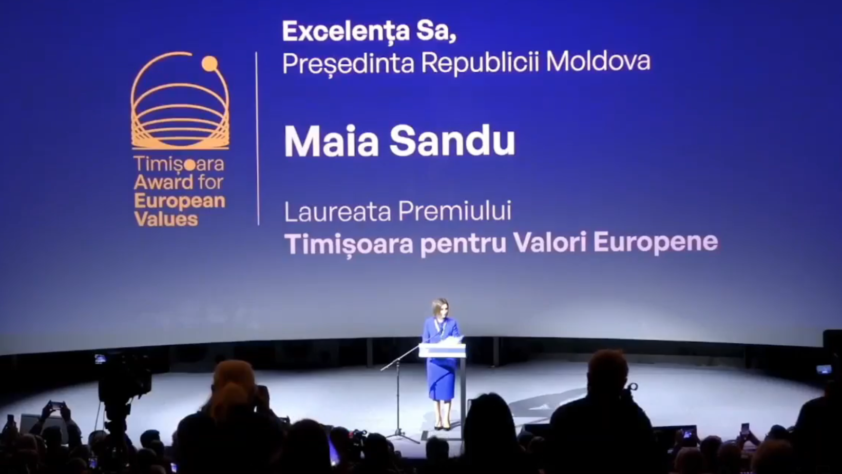 Maia Sandu, premiată la Timișoara cu 30 de mii de euro pentru promovarea valorilor europene