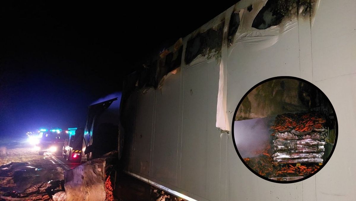 FOTO/ Un camion a luat foc la Hîncești: A ars remorca frigorifică cu 21 tone de morcov