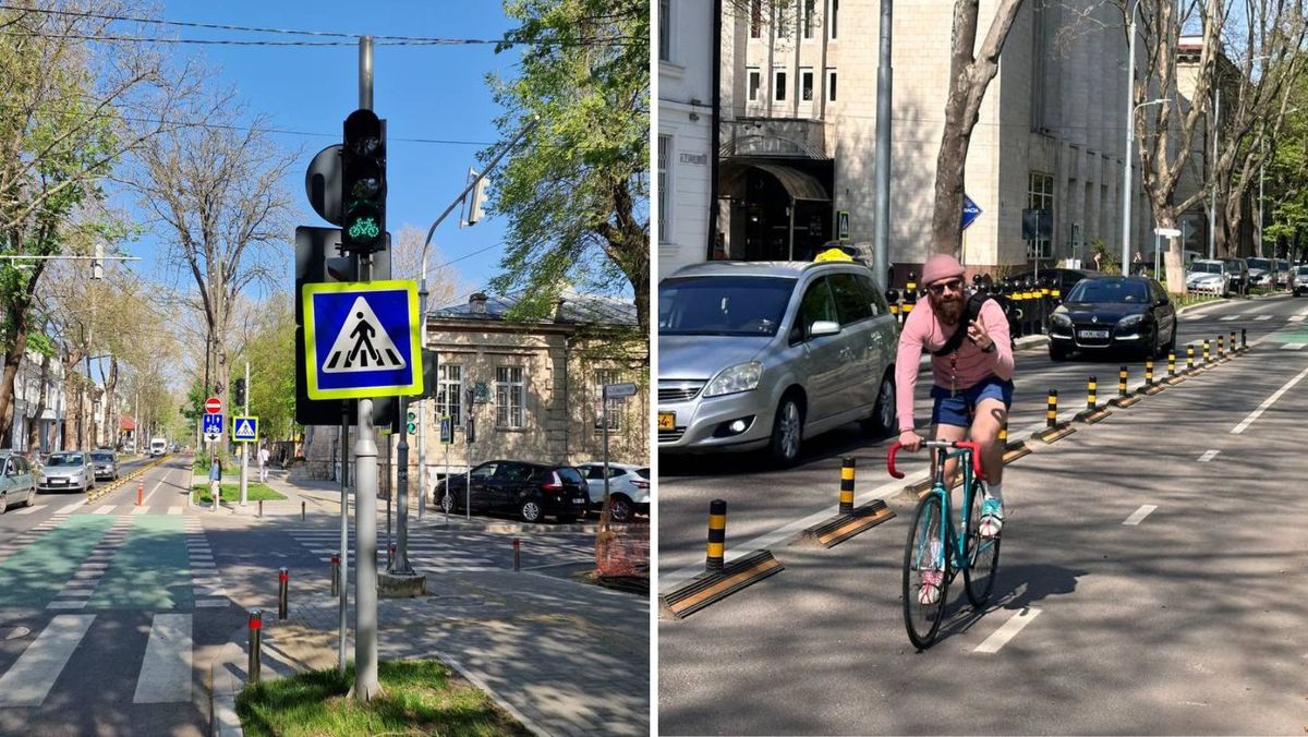 FOTO/ Autoritățile din Chișinău instalează semafoare pentru bicicliști pe strada 31 August 1989