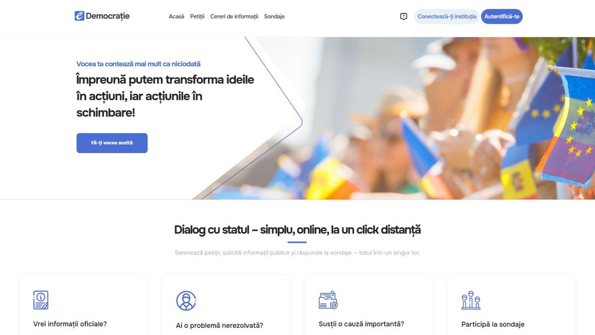 Platforma eDemocrație - lansată oficial. Cetățenii pot depune cereri către zece instituții publice