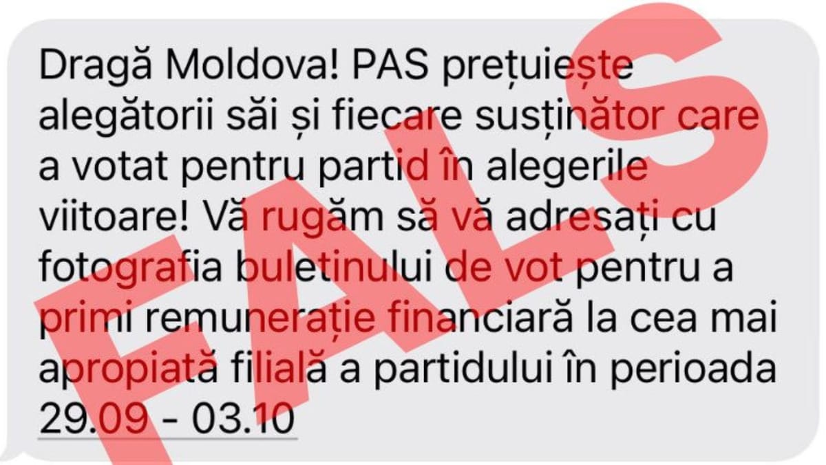 „PAS nu oferă bani pentru voturi!”. Cetățenii primesc SMS-uri false, expediate din numele partidului de guvernământ