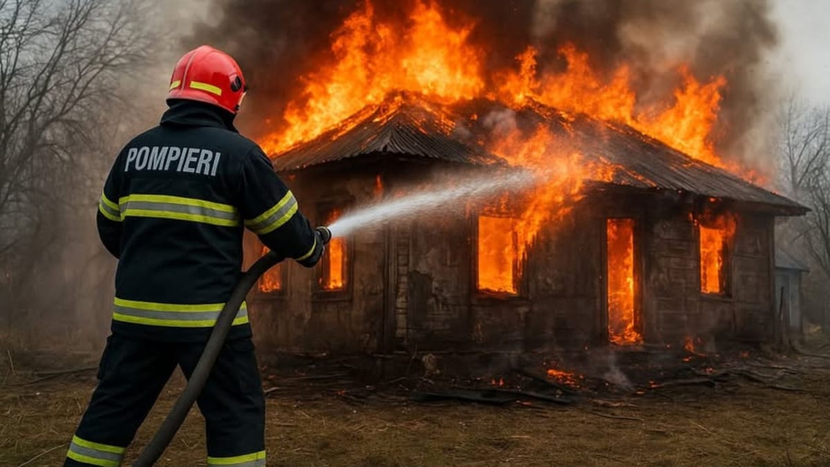 O casă din Sloveanca, raionul Sîngerei, cuprinsă de flăcări. Proprietarul a ajuns în stare gravă la spital