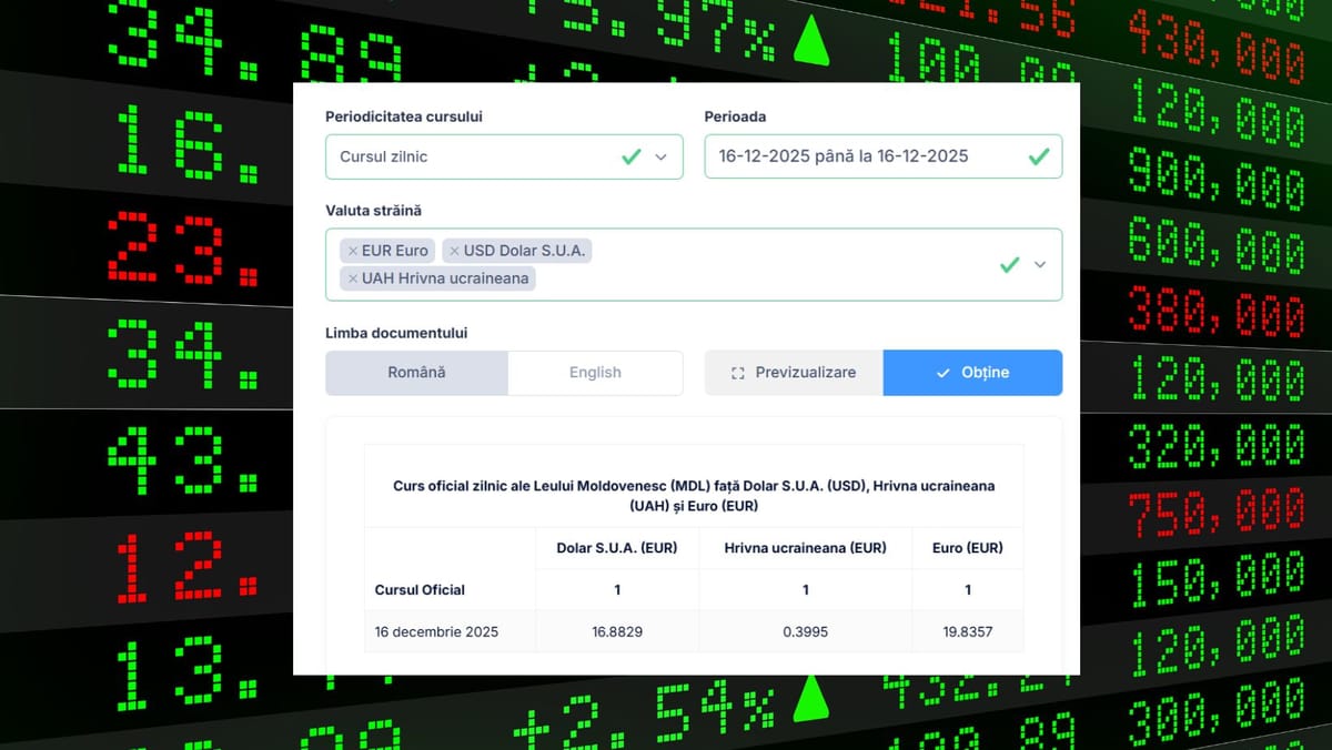 BNM lansează un serviciu nou pentru acces rapid la cursul valutar și date comparative