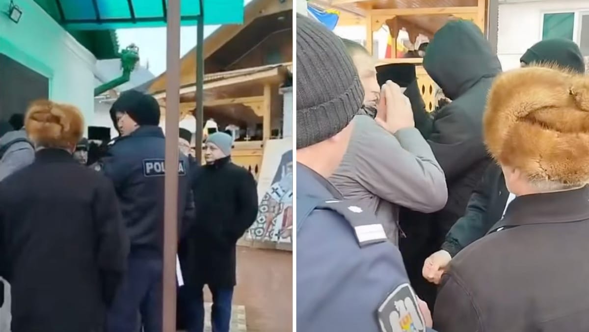 VIDEO/ Scandalul la biserica din satul Dereneu continuă. Preoții au fost îmbrânciți și presați la poarta lăcașului