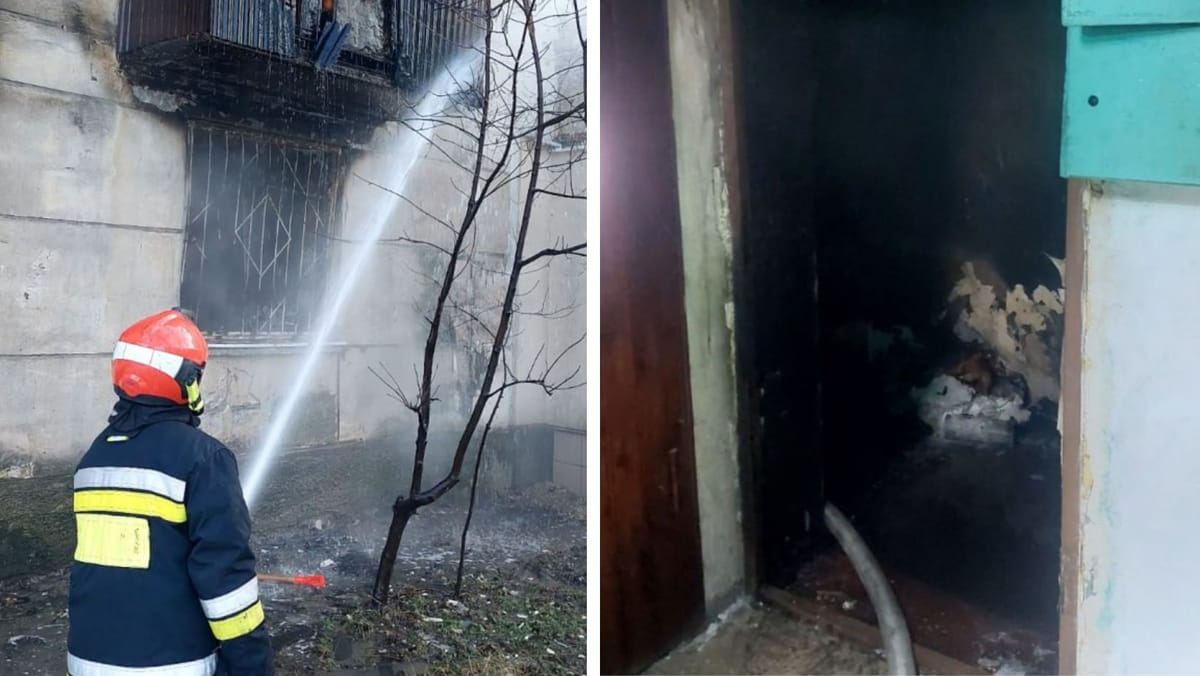 VIDEO/ Incendiu într-un apartament din Chișinău. Proprietarul a ieșit la timp și s-a salvat