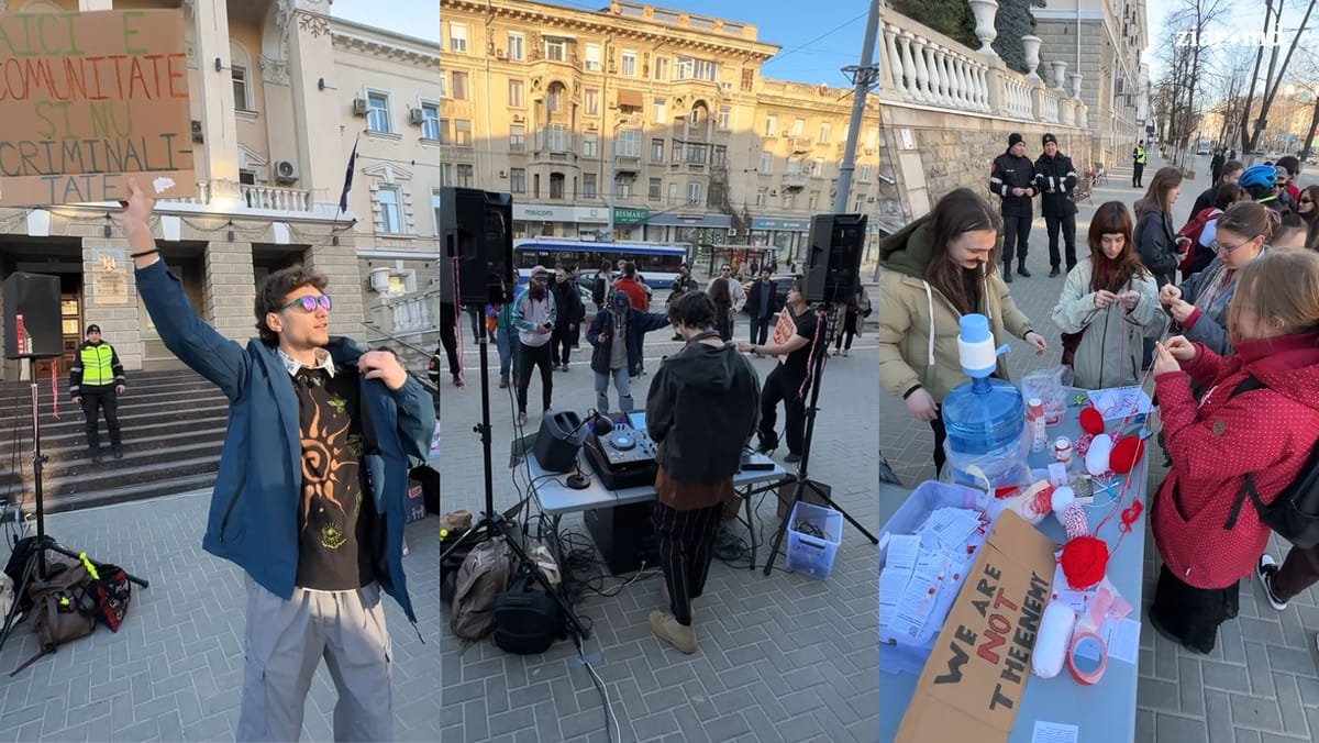„Opriți abuzul, nu muzica”. În fața MAI are loc un nou rave protest, de această dată și cu mărțișoare - VIDEO