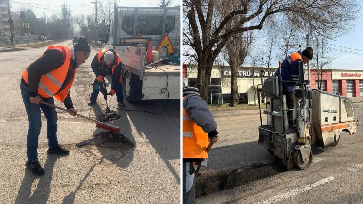 Muncitorii continuă să repare străzile din Chișinău. Traficul pe șoseaua Muncești este sistat până vineri