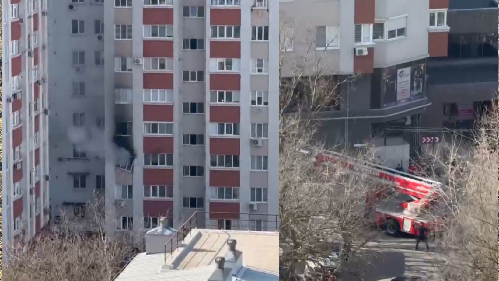 VIDEO/ Deflagrație într-un bloc din Chișinău: patru echipaje de pompieri au intervenit, o persoană - transportată la spital