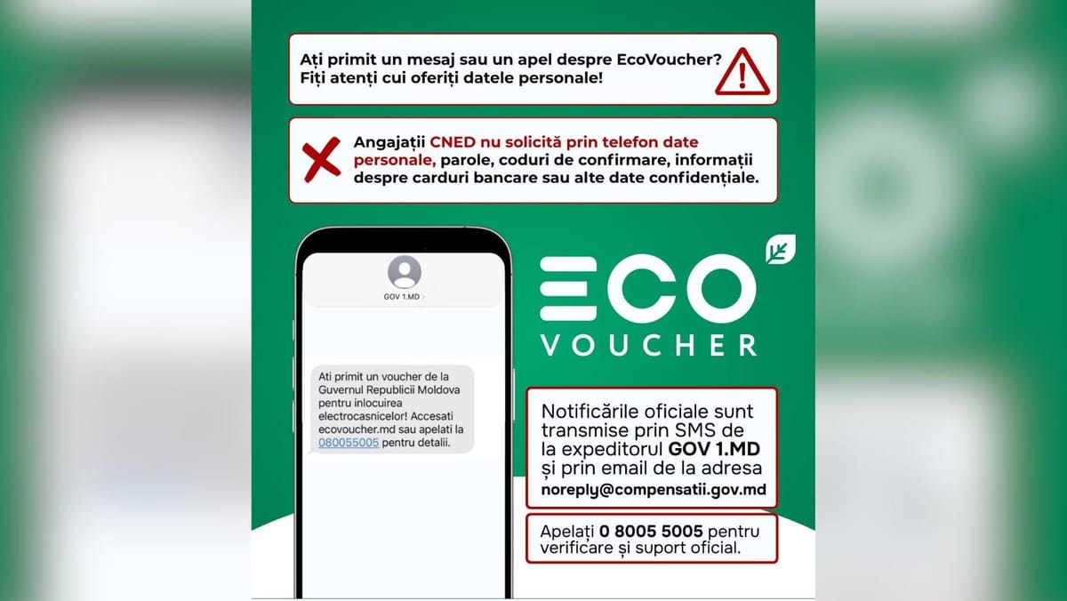 Atenție la mesajele false despre EcoVoucher. CNED avertizează cetățenii să nu ofere date personale