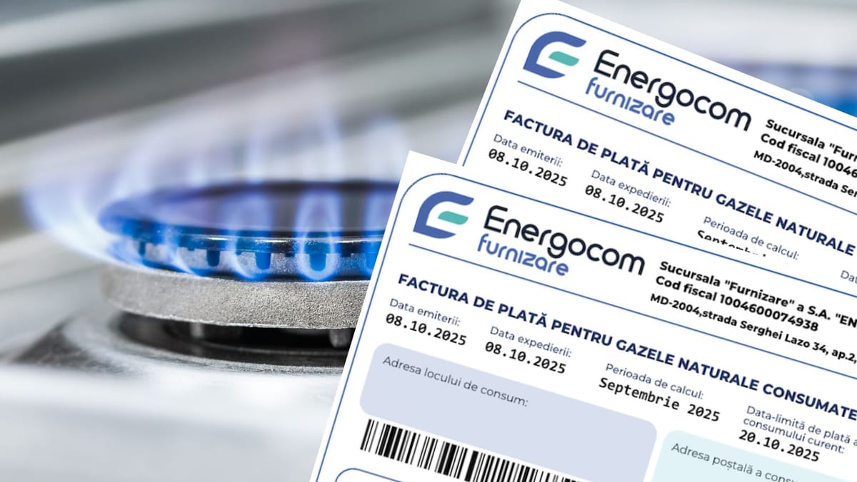 Verificați căsuța poștală! Energocom a emis facturile pentru consumul de gaze naturale din luna iunie