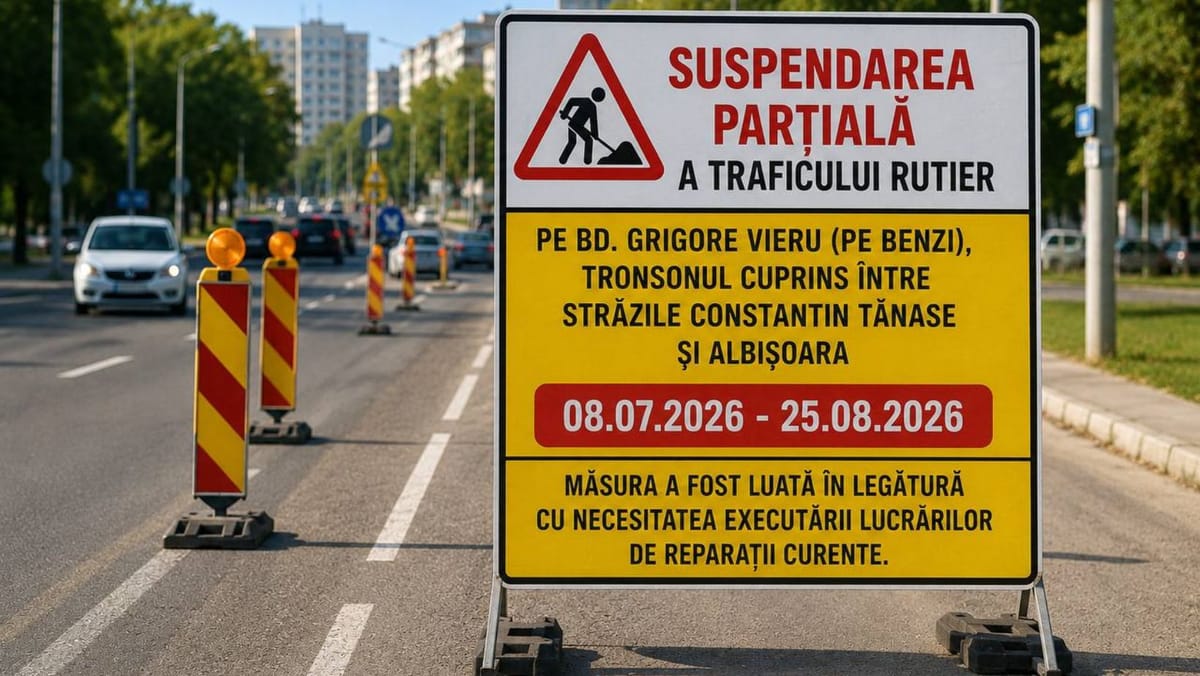 Trafic restricționat pe bulevardul Grigore Vieru. Reparațiile vor dura până la sfârșitul lunii august