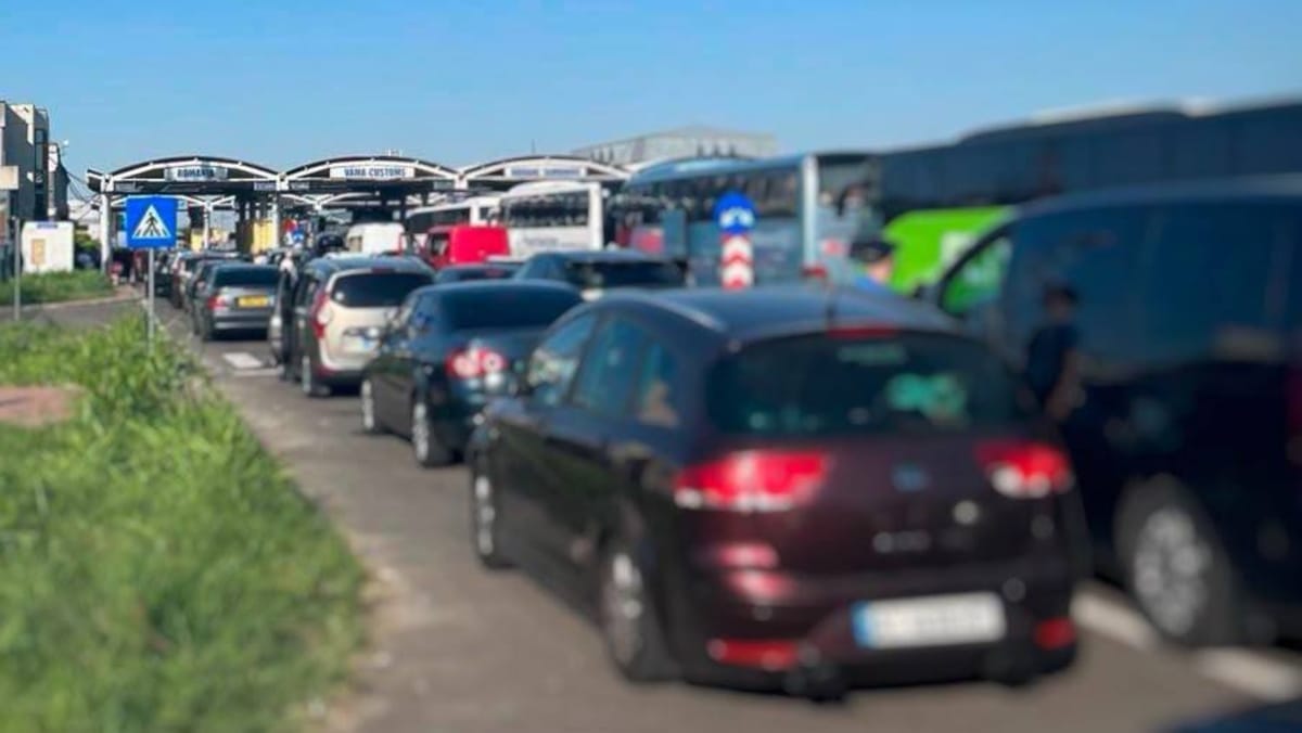 Trafic intens la punctul de trecere a frontierei Giurgiulești-Galați, pe sensul de ieșire din R. Moldova