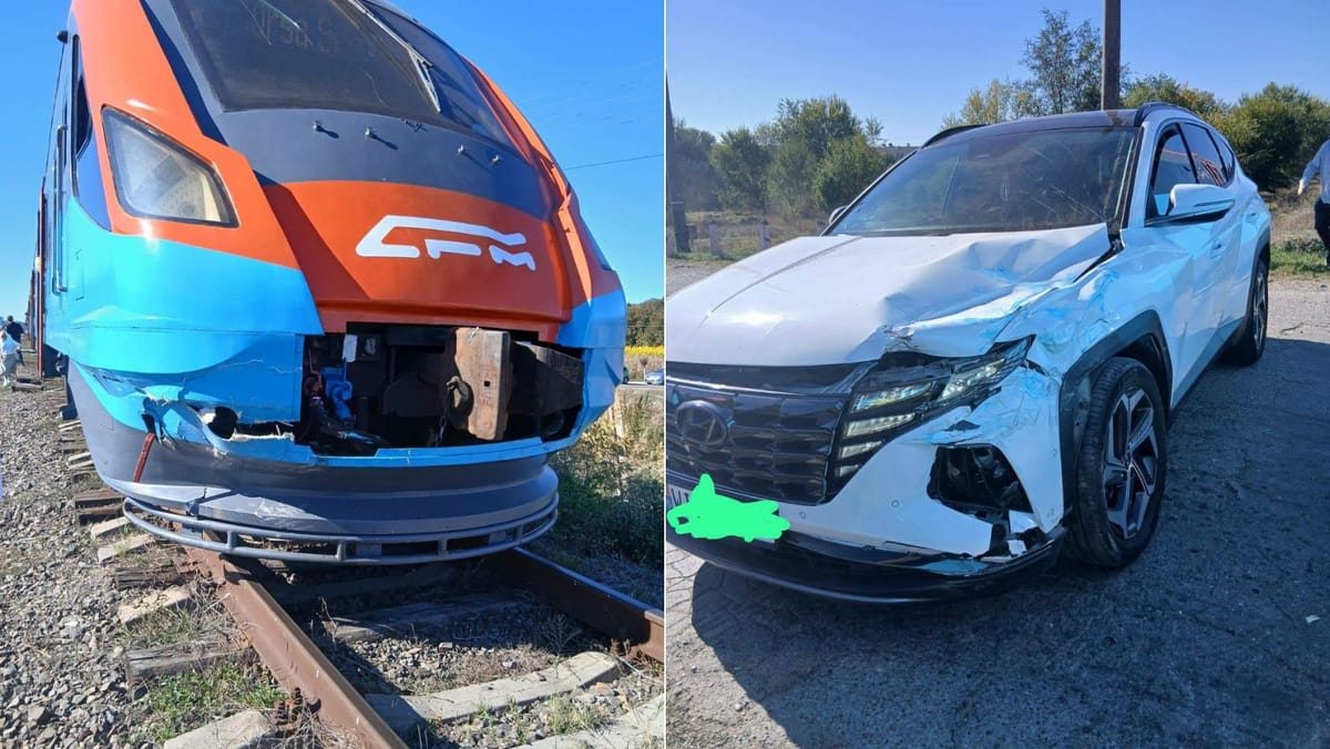 Coliziune pe șine, lângă Mereni. Un automobil s-a ciocnit cu trenul Chișinău-Bulboaca