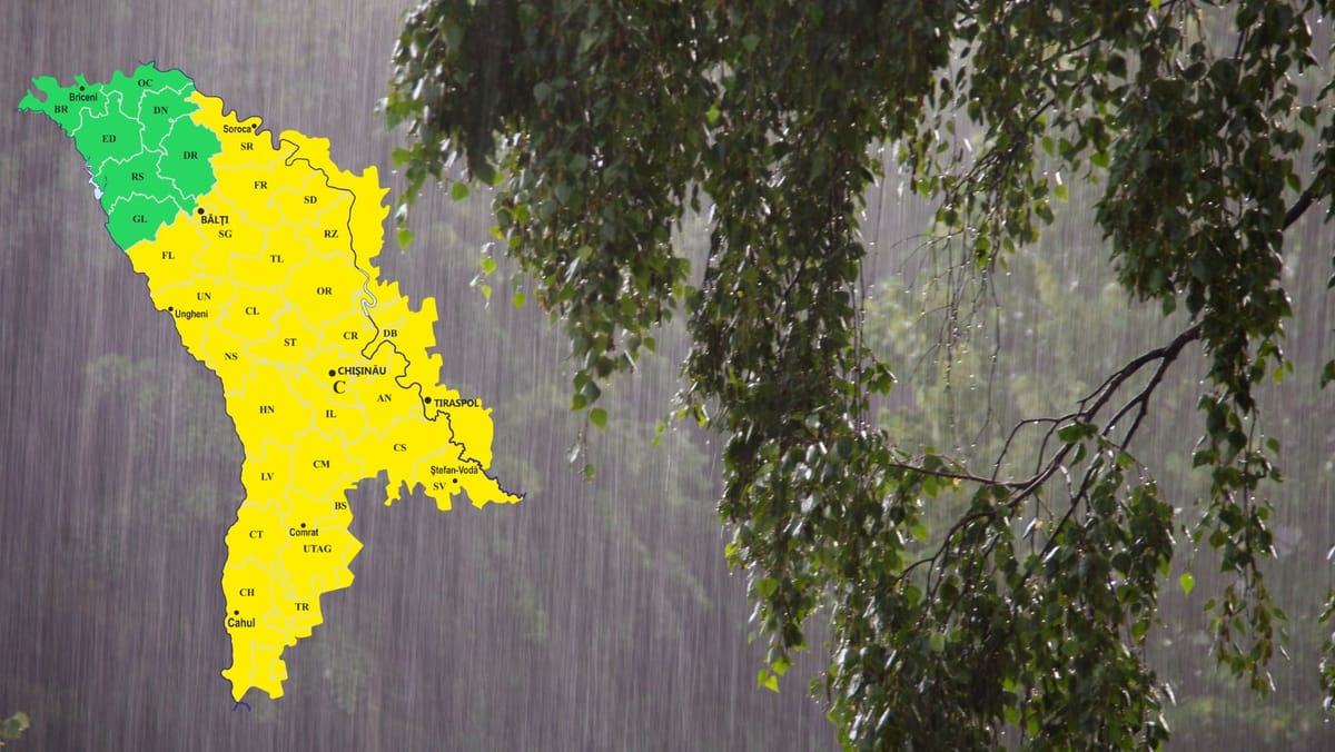 Cod galben de ploi puternice în Republica Moldova - avertizarea meteorologilor pentru mâine