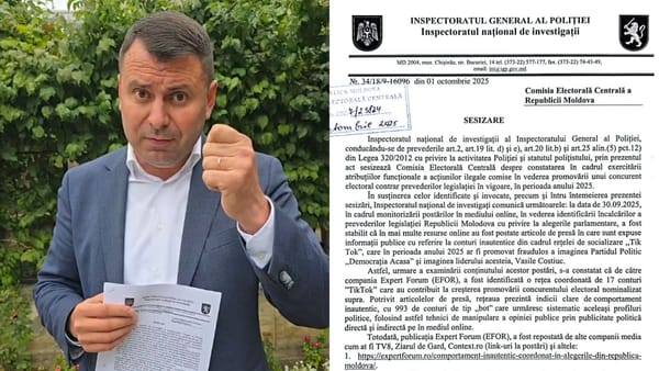 Vasile Costiuc susține că voturile exprimate pentru „Democrația Acasă” ar putea fi anulate în baza unei sesizări depuse de INI