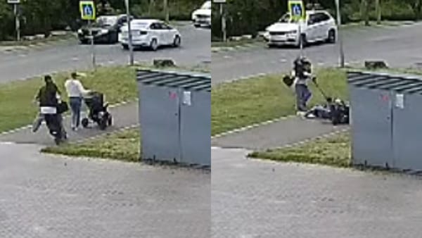 VIDEO/ O mamă care se deplasa cu căruciorul pe trotuar, doborâtă de o trotinetă electrică. Poliția capitalei caută făptașul
