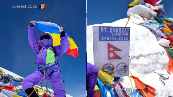 Drapelul Republicii Moldova a ajuns din nou pe Everest. Bloggerița Masha Kinash a urcat pe cel mai înalt vârf al lumii