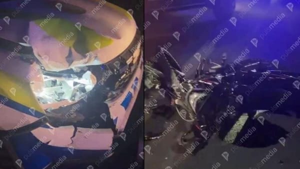 Accident la Mărinești: un tânăr beat și fără permis a intrat cu motocicleta într-o autospecială a poliției