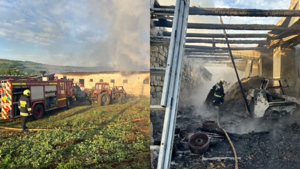Flăcări la un depozit din Sîngerei. Pompierii au salvat zeci de găini aflate în demisol