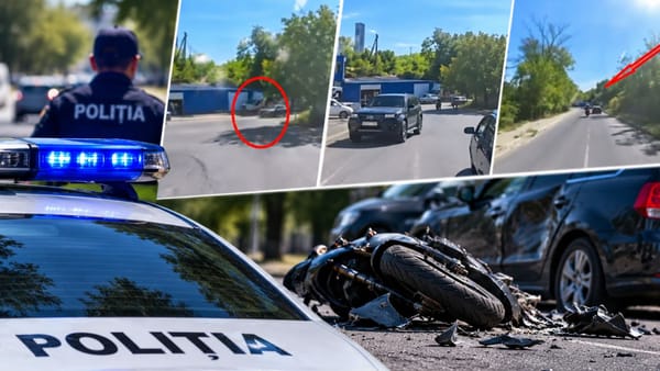 VIDEO/ Urmărire ca în filme prin Capitală, încheiată cu un accident. Un motociclist a fugit de poliție și a ajuns la spital