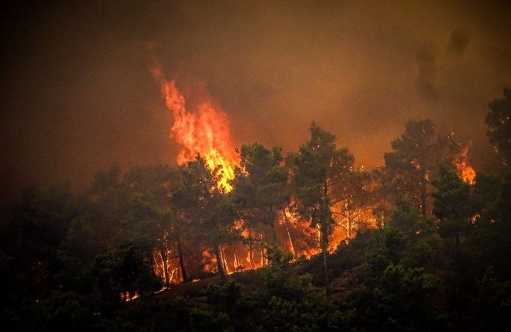 Incendiu de vegetație pe insula Rodos din Grecia: Sute de persoane au fost evacuate