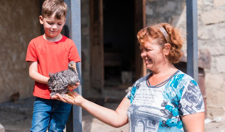 FOTO/ O femeie cu cinci copii din Ungheni își câștigă existența crescând pui. Mica afacere, susținută de UE