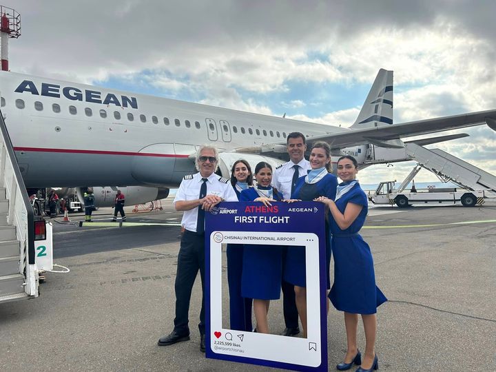 Compania elenă Aegean Airlines a efectuat primul zbor pe cursa Atena – Chișinău – Atena