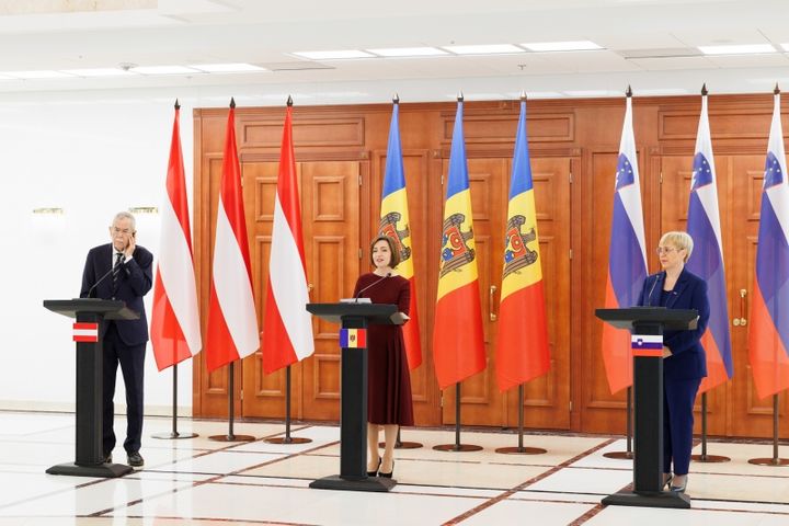 „Locul R. Moldova este în UE”. Președinții Sloveniei și Austriei - vizită la Chișinău. Declarații comune alături de Maia Sandu