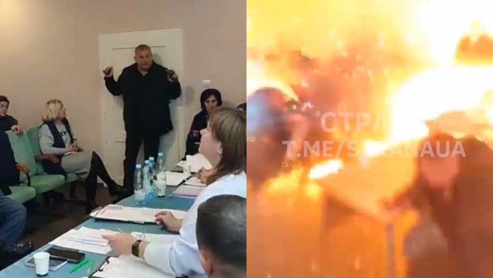 VIDEO/ Un deputat ucrainean a detonat trei grenade în timpul ședinței unui consiliu sătesc din Transcarpatia