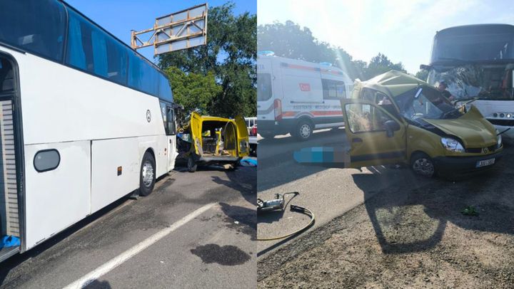 Două persoane au murit, după ce mașina în care se aflau s-a lovit cu un autocar de pe ruta Chișinău – Kiev