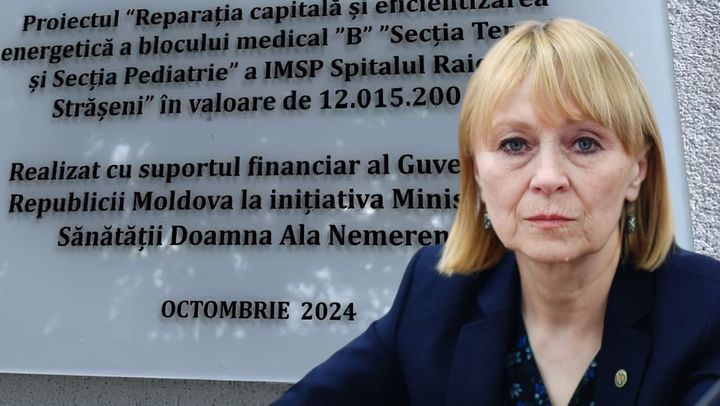 Placă informativă cu conținut „aberant”, instalată pe fațada spitalului din Strășeni. Ce spune ministra Sănătății